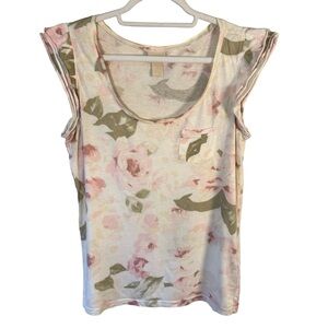 H&M Conscious Collection Pink and Cream Pastel Floral Tank Top Size M Casual
